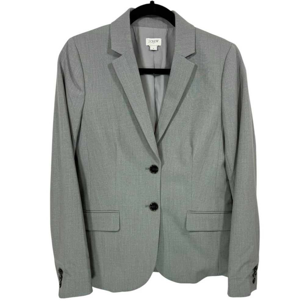 J. Crew Womens Gray Classic Two Button ‎ Blazer Jacket Size 4 Business Career